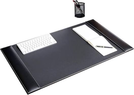Vegan Leather Desk Blotter with Contrast Stitching